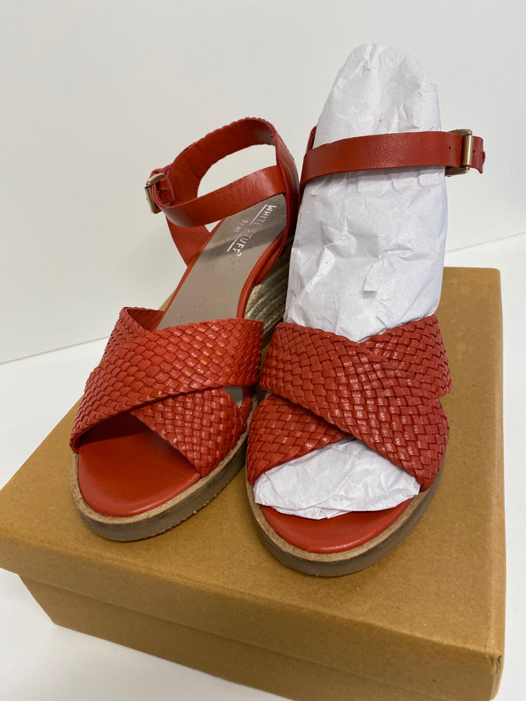 Gorgeous White stuff Sandals Uk7 Burnt Orange Wedge heels CD001