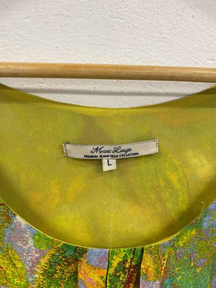 Gorgeous Marc Lauge Midi Dress L Green Multi Floral KM001