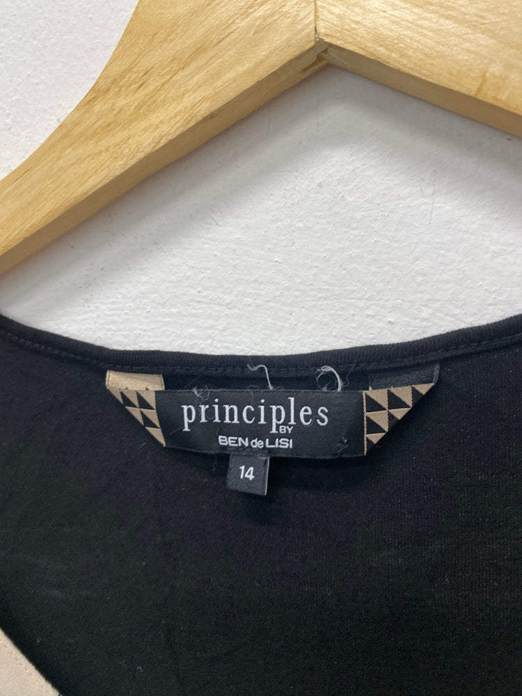 Gorgeous Principles Blouse uk14 Beige Black Ben de Lisi KM001