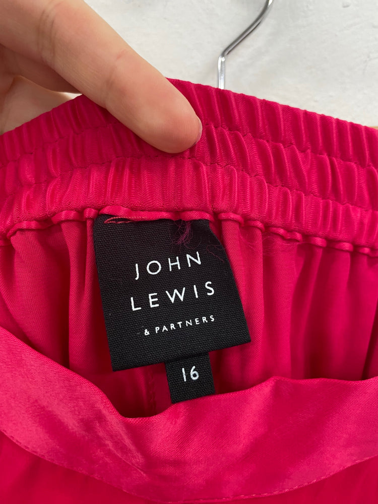 Gorgeous John Lewis Wide leg trousers UK 16 Hot Pink Satin KM001