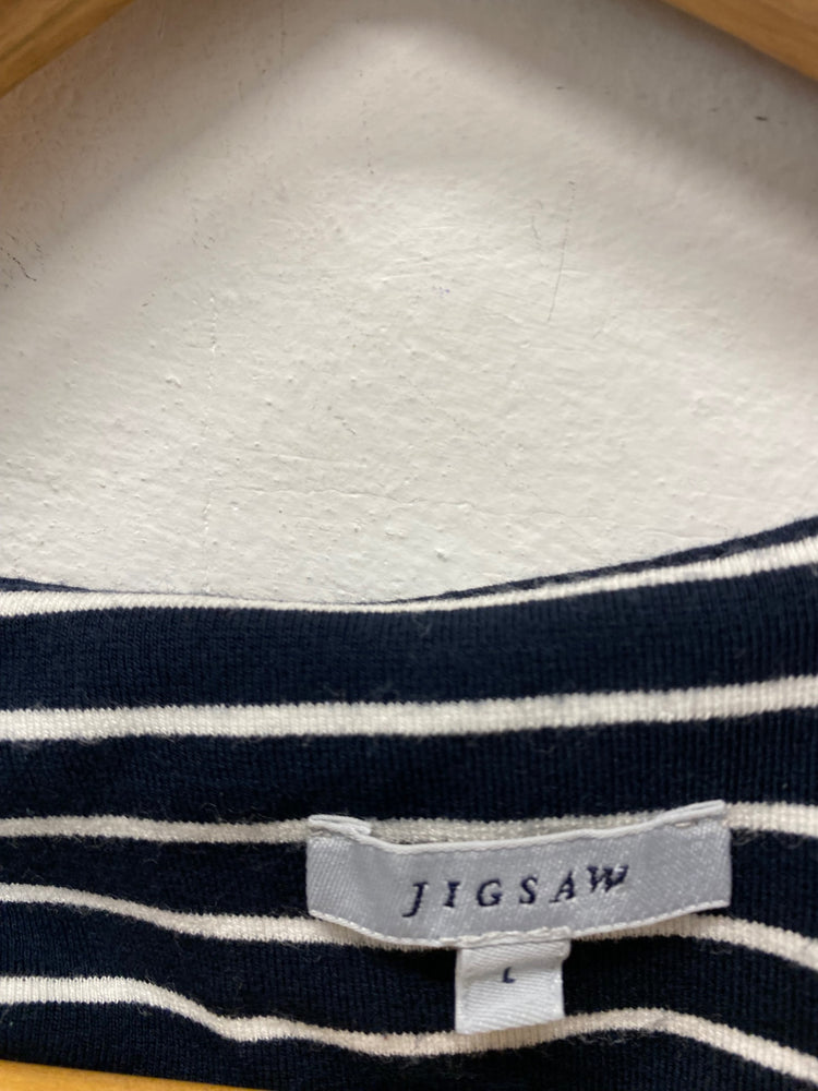 Stunning Jigsaw Dress L Navy and White summer nautical dress KM001