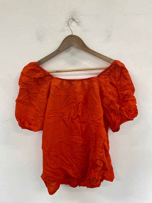 Stunning F&F Boho Chic Blouse UK 16 Orange KM001
