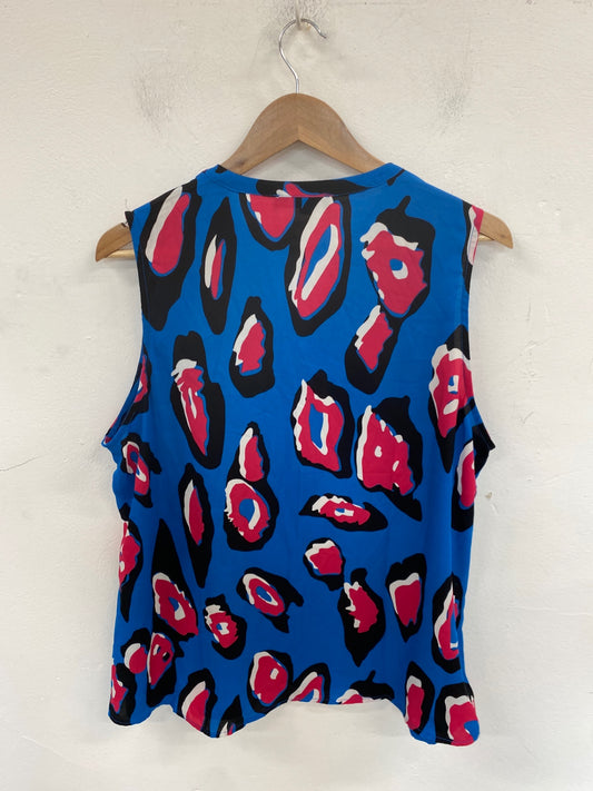 Stunning Studio Semi Sheer Cami UK 16-18 Blue & Red Animal Print KM001