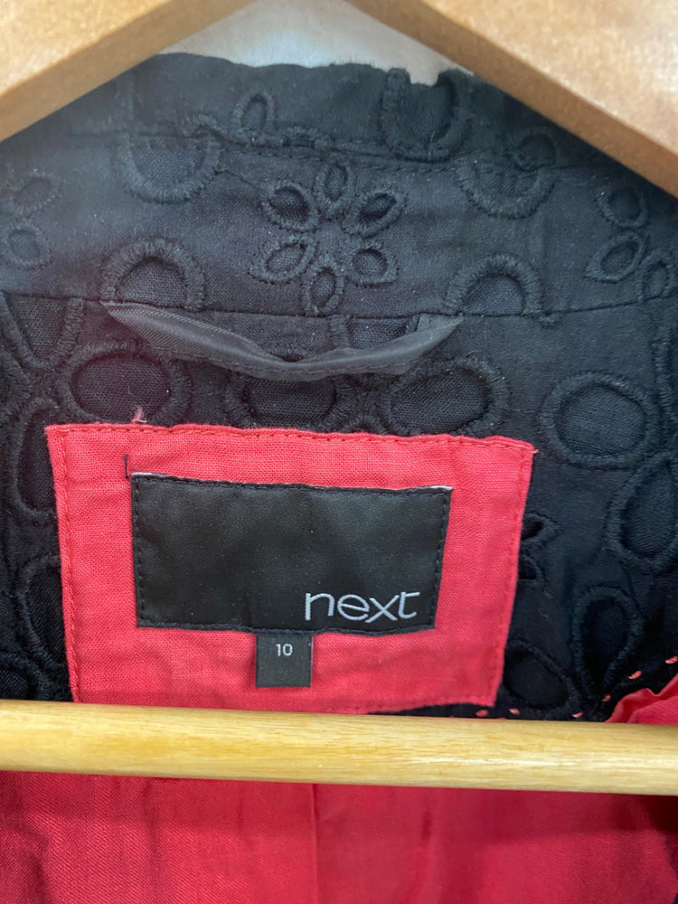 Gorgeous Next Blazer UK 10 Black Broderie CD001