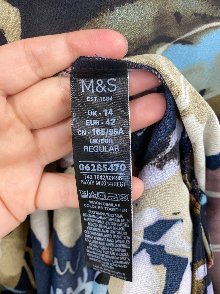 Gorgeous Marks & Spencers Midi Dress UK 14 Navy Mix Artsy Print KM001