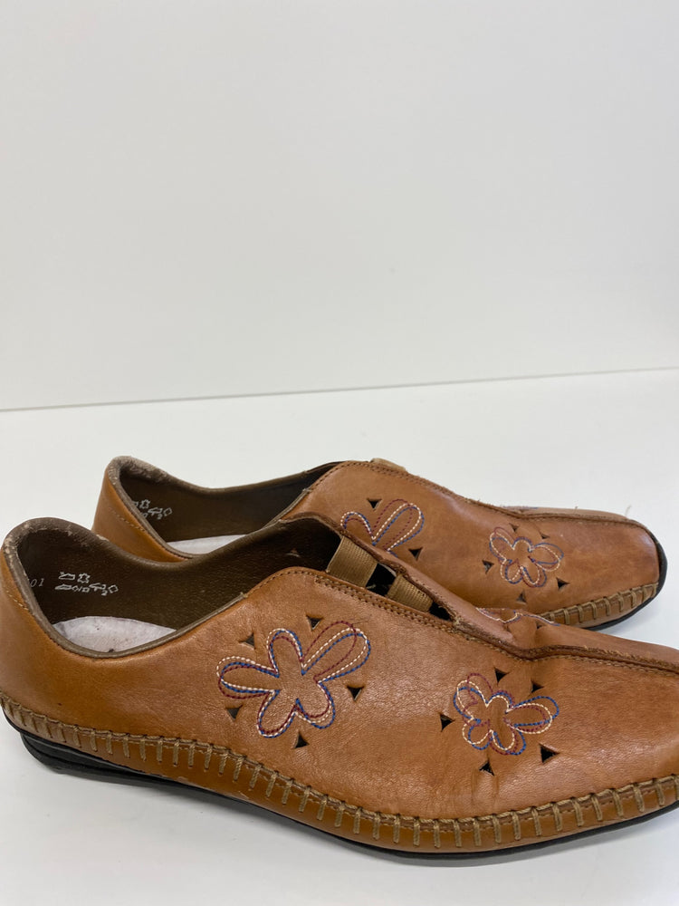Gorgeous Rieker Casual Shoes Uk7 Tan embroidered Leather MS008