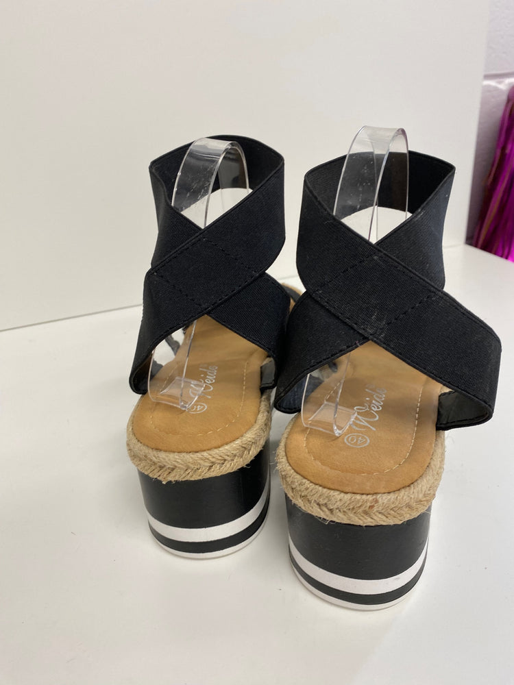 Gorgeous Weide Sandals Uk7 Black ankle strap wedge MS008