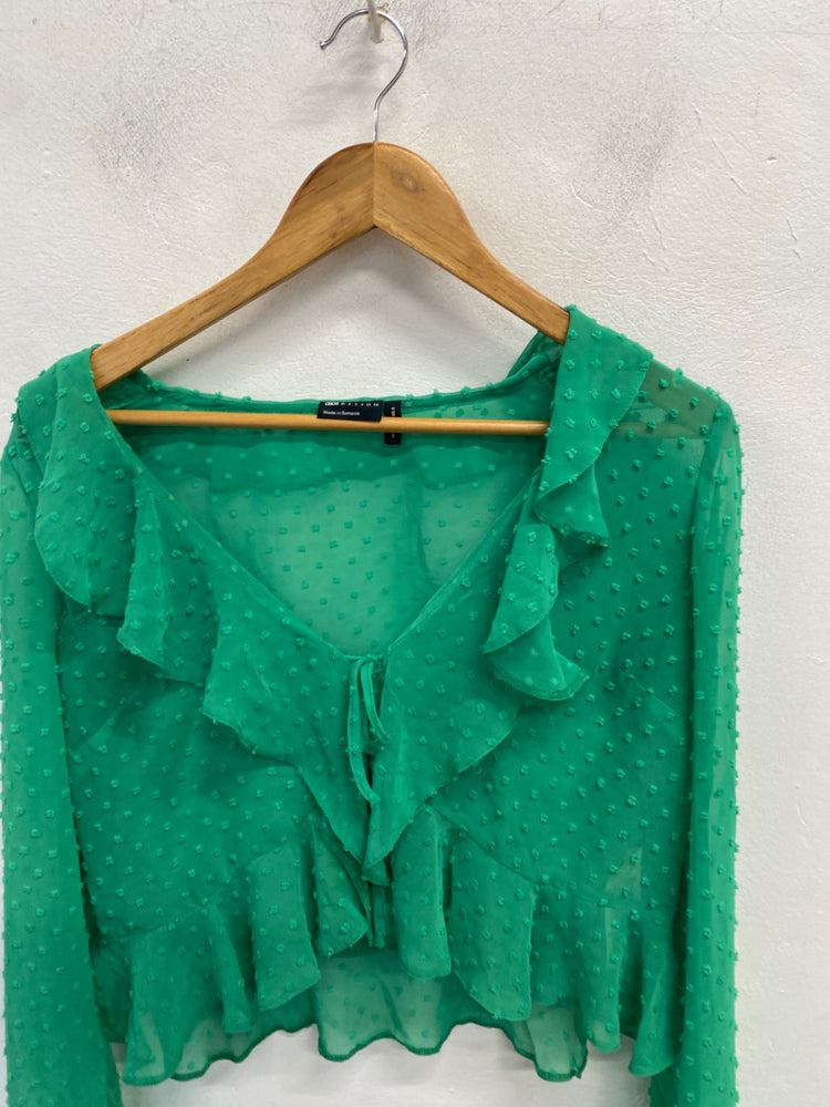 Gorgeous Asos Design Blouse spotted Uk 12 Green boho CP002
