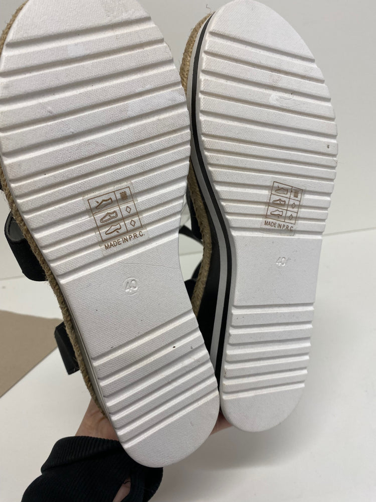 Gorgeous Weide Sandals Uk7 Black ankle strap wedge MS008