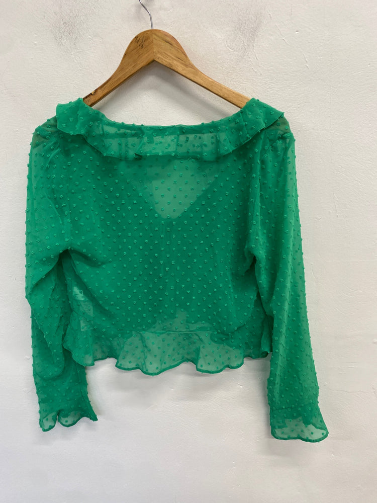Gorgeous Asos Design Blouse spotted Uk 12 Green boho CP002