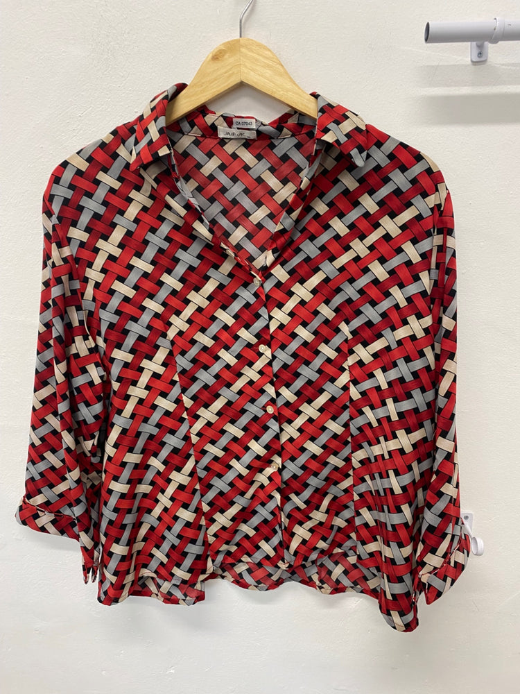 Gorgeous JAIPUR Classic blouse UKXL Red geometric pattern KM001