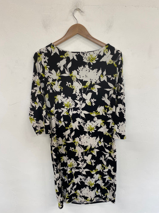 Gorgeous Wallis Midi Dress UK 16 Black & White Floral KM001