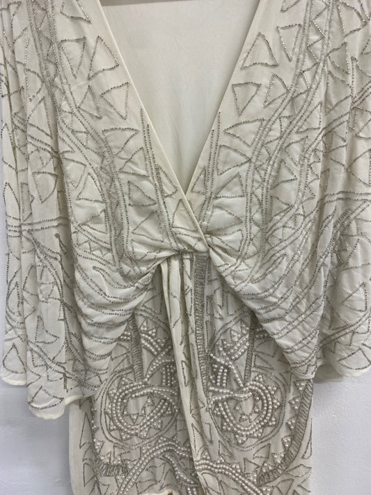 Gorgeous Peace + love Evening Dress hen do bridal UK 10 Ivory sequin CP002