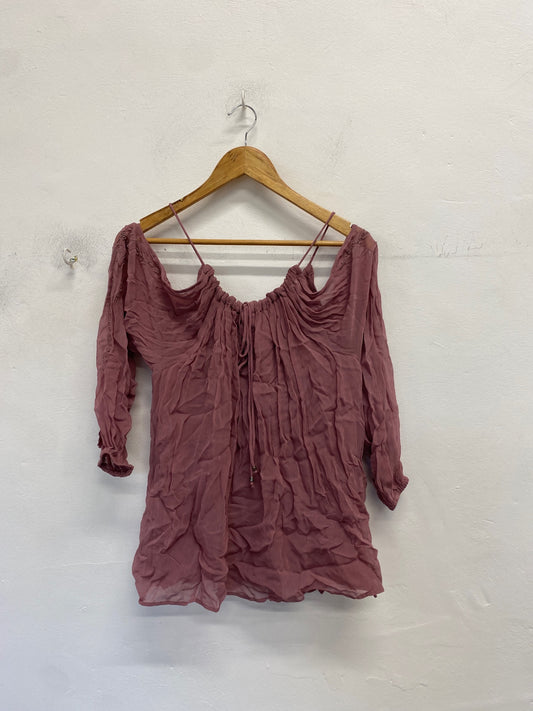 Gorgeous Next Halterneck top UK 16 Purple cut out shoulder summer boho DF001