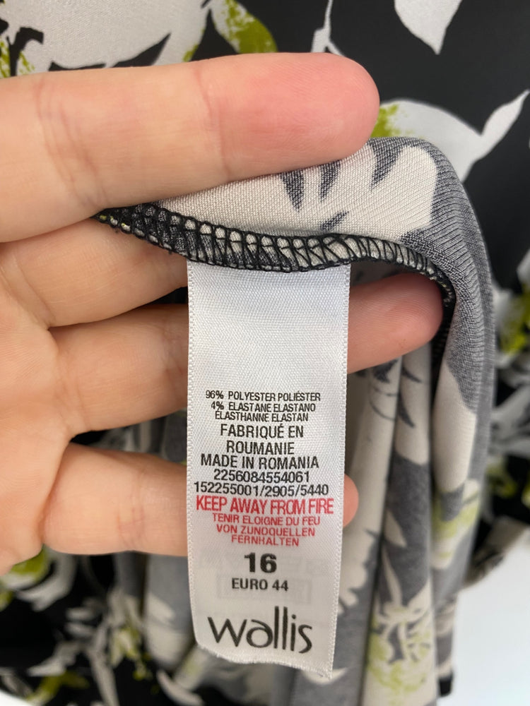 Gorgeous Wallis Midi Dress UK 16 Black & White Floral KM001