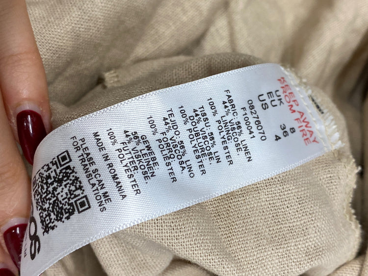 Gorgeous Asos Design Dress Uk 8 Beige linen summer vibes CP002