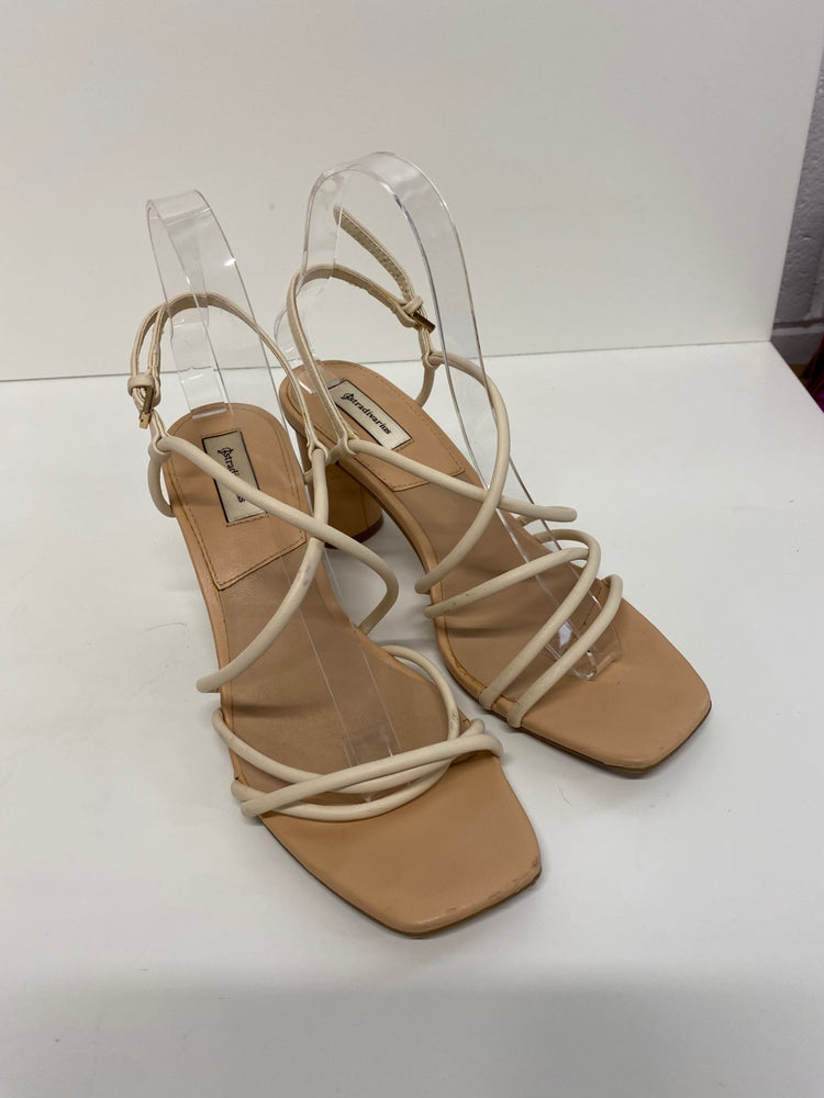 Gorgeous Stradivarius Heeled Sandals uk4 Beige Strappy CP002
