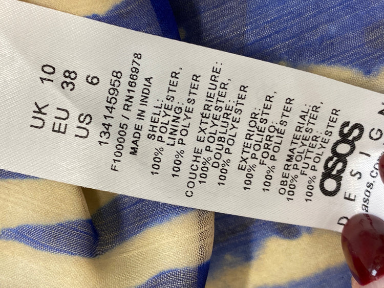 Gorgeous asos design Blouse UK 10 Blue and beige zebra festival Ibiza CP002