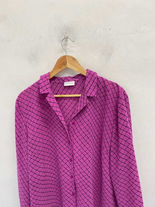 Gorgeous ALEXON Blouse UK 18 Magenta squared summery KM001