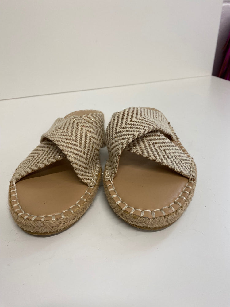 Gorgeous JustFab Sandals Uk7 Beige hessian & ivory MS008