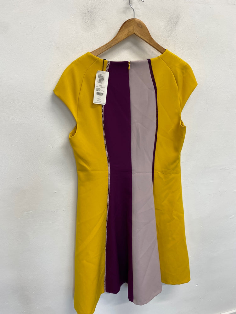 Gorgeous Damsel in a dress Dress UK 16 Yellow, purple colour block race day wedding guest KM001