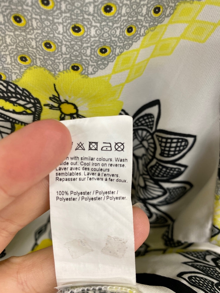 Stunning River Island Boho Blouse UK 14 Yellow & Black Paisley Print KM001