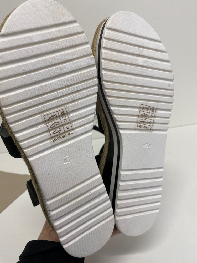 Gorgeous Weide Sandals Uk7 Black ankle strap wedge MS008