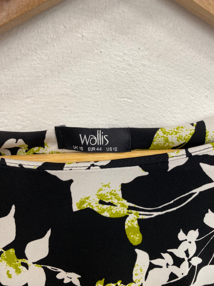 Gorgeous Wallis Midi Dress UK 16 Black & White Floral KM001