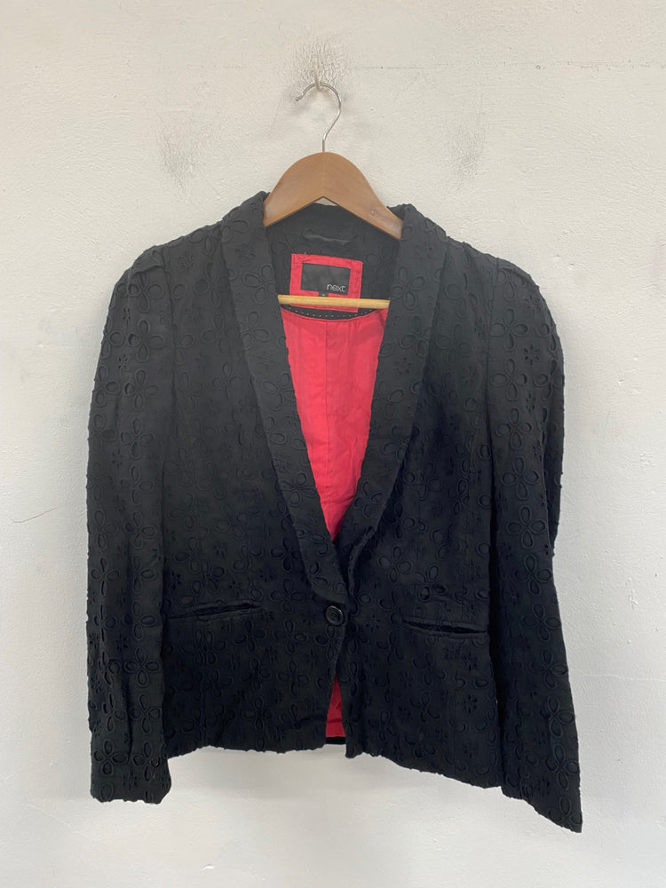 Gorgeous Next Blazer UK 10 Black Broderie CD001