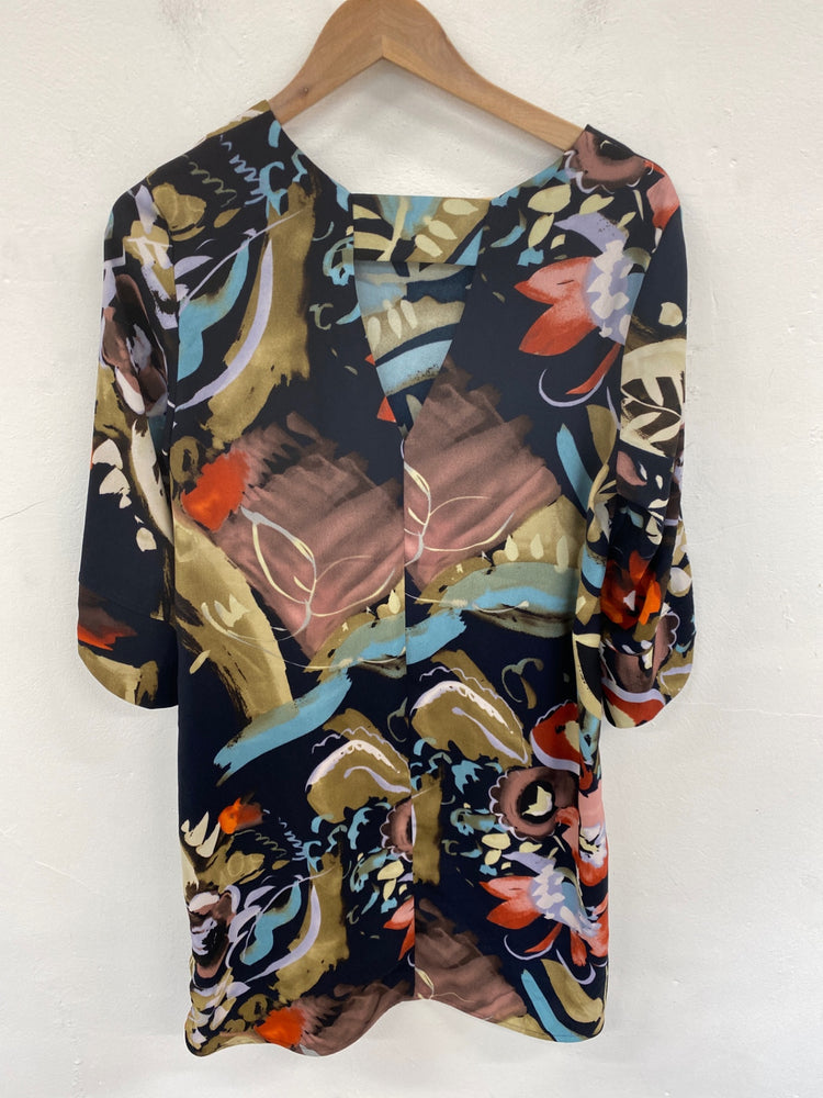 Gorgeous Marks & Spencers Midi Dress UK 14 Navy Mix Artsy Print KM001