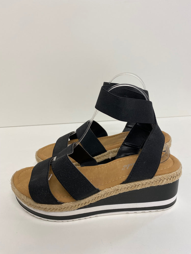 Gorgeous Weide Sandals Uk7 Black ankle strap wedge MS008