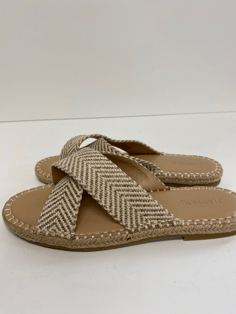 Gorgeous JustFab Sandals Uk7 Beige hessian & ivory MS008