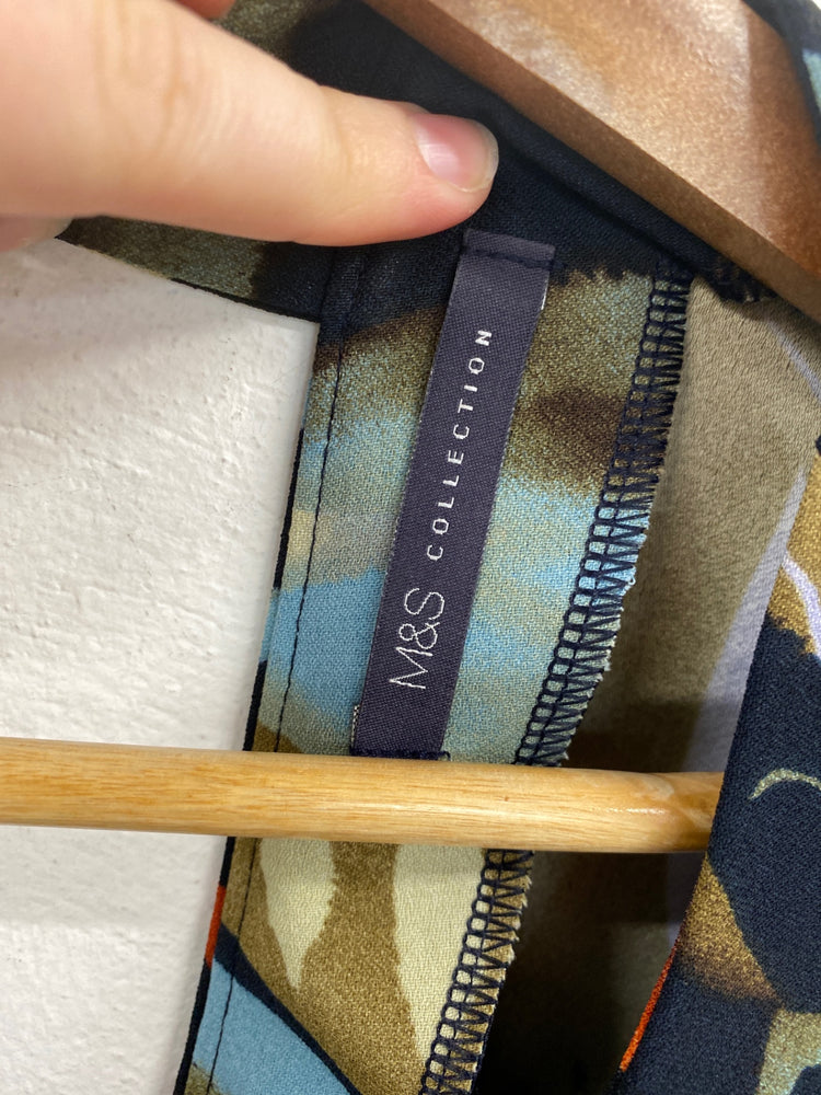 Gorgeous Marks & Spencers Midi Dress UK 14 Navy Mix Artsy Print KM001