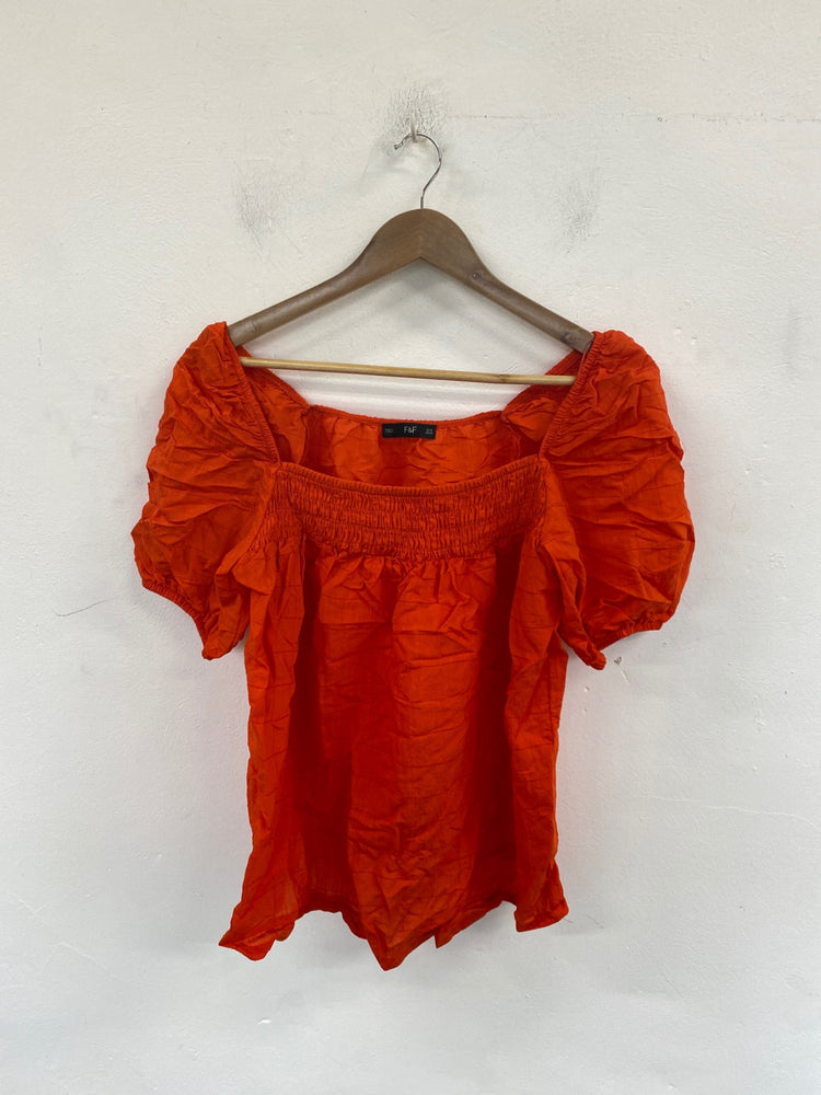 Stunning F&F Boho Chic Blouse UK 16 Orange KM001