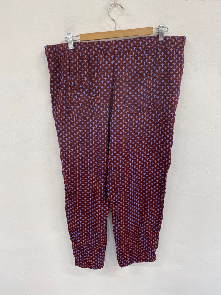 Hush Boho Chic Trousers UK 16 Navy & Red Vintage Geo Pattern KM001