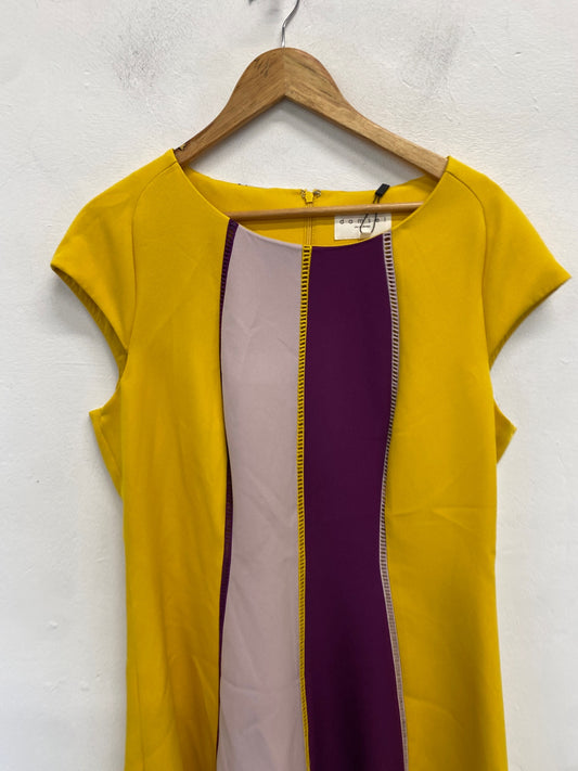 Gorgeous Damsel in a dress Dress UK 16 Yellow, purple colour block race day wedding guest KM001