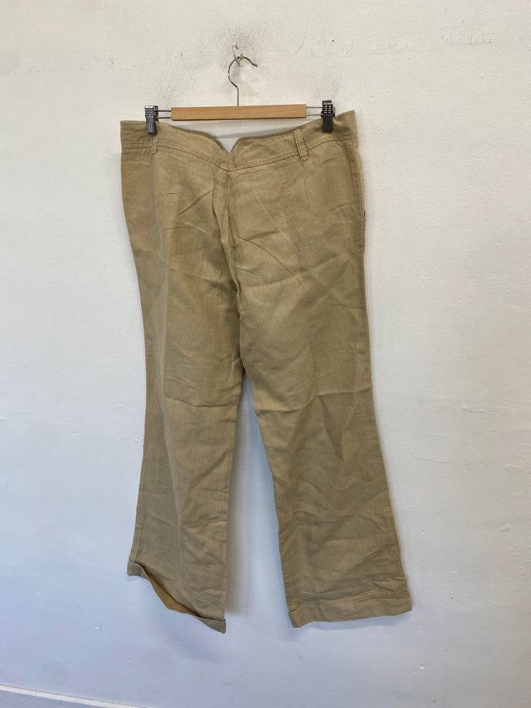 Stunning Oui set Pants UK 18 Beige linen summer comfort KM001