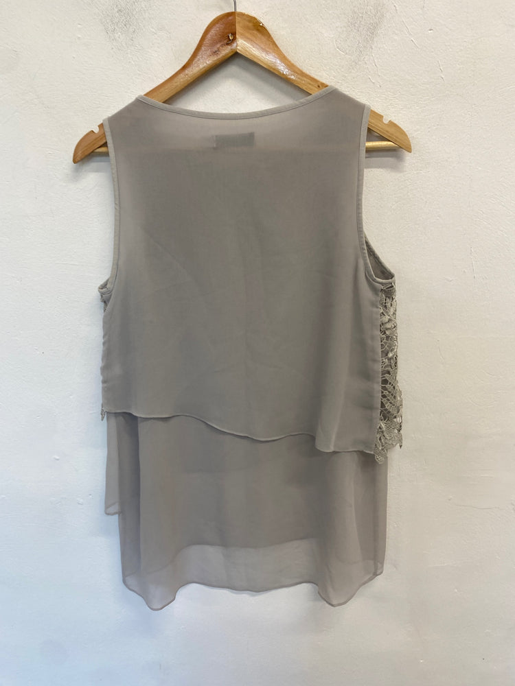 Stunning Mint Velvet Tunic top UK 10 Grey lace floaty AM011