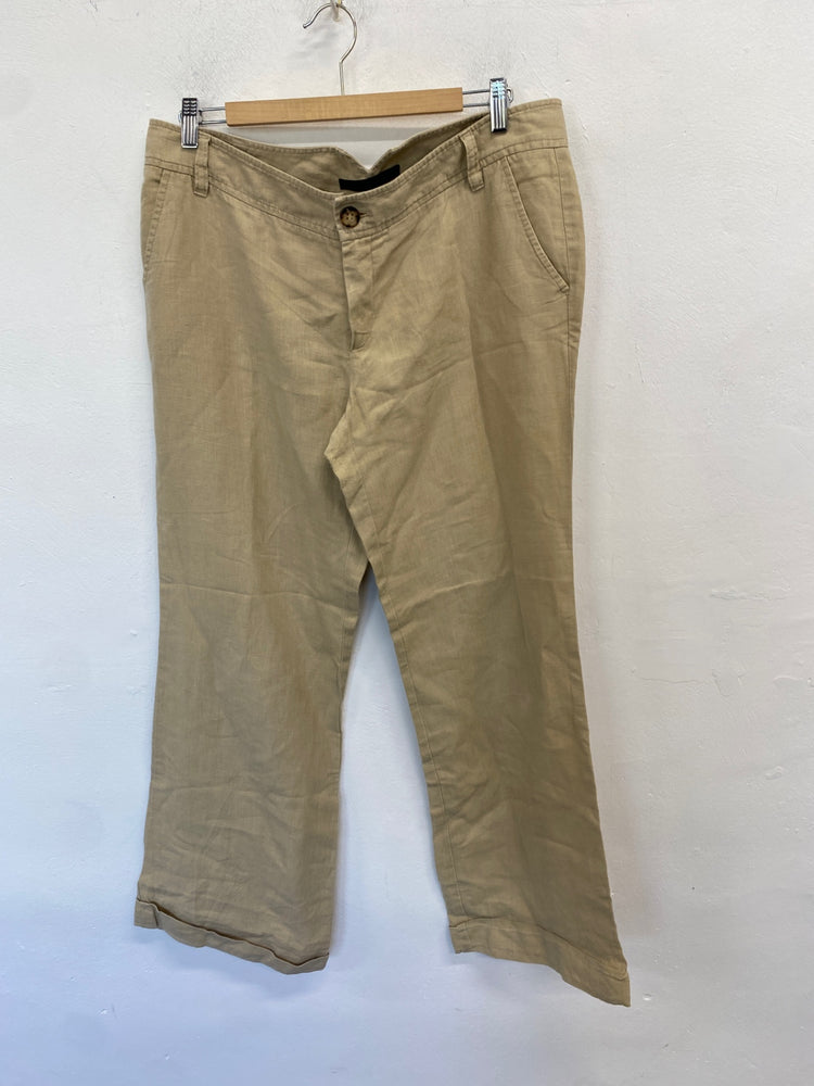 Stunning Oui set Pants UK 18 Beige linen summer comfort KM001