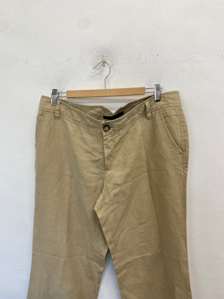 Stunning Oui set Pants UK 18 Beige linen summer comfort KM001