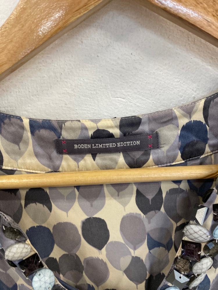 Stunning Boden Limited Edition Beaded Collar Blouse UK 8 Multicolour AM011