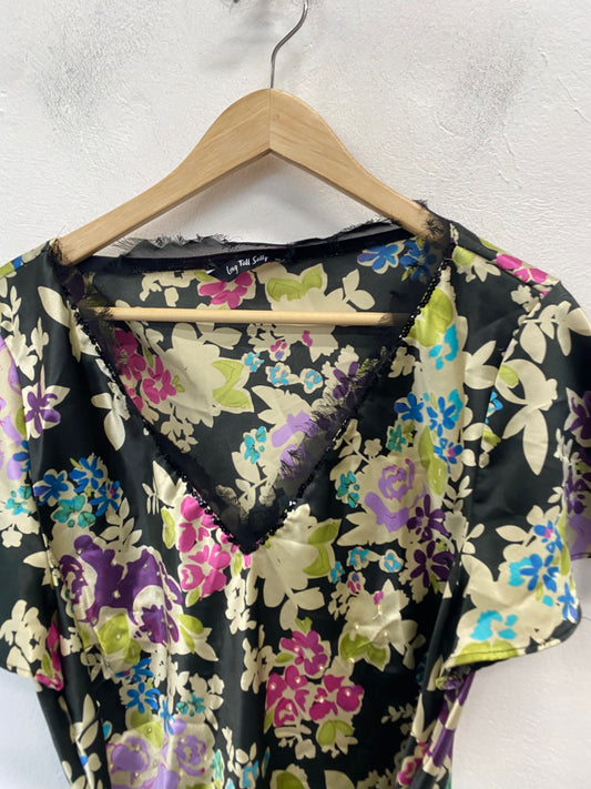 Stunning Long tall sally Short sleeve top UK 16 Multicolor floral sequin KM001