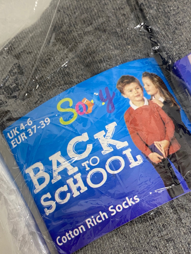 Lovely Socks Uk 4-6 Grey back to school KM001