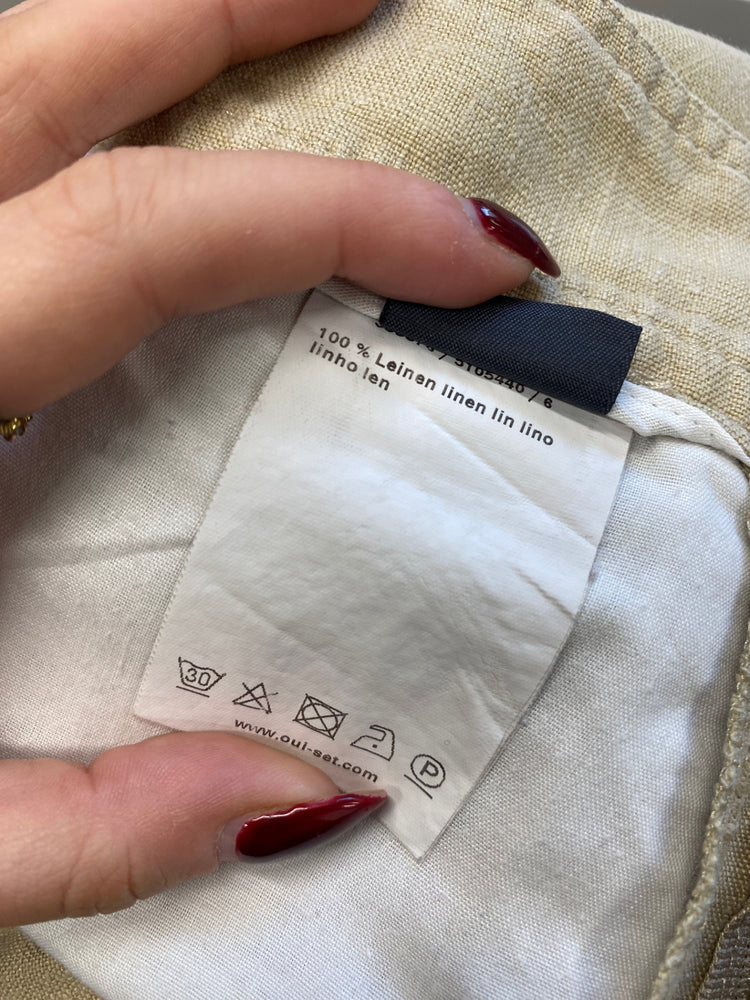 Stunning Oui set Pants UK 18 Beige linen summer comfort KM001