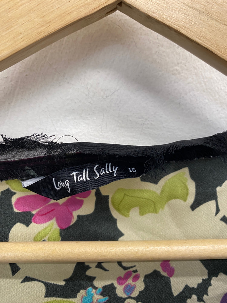 Stunning Long tall sally Short sleeve top UK 16 Multicolor floral sequin KM001