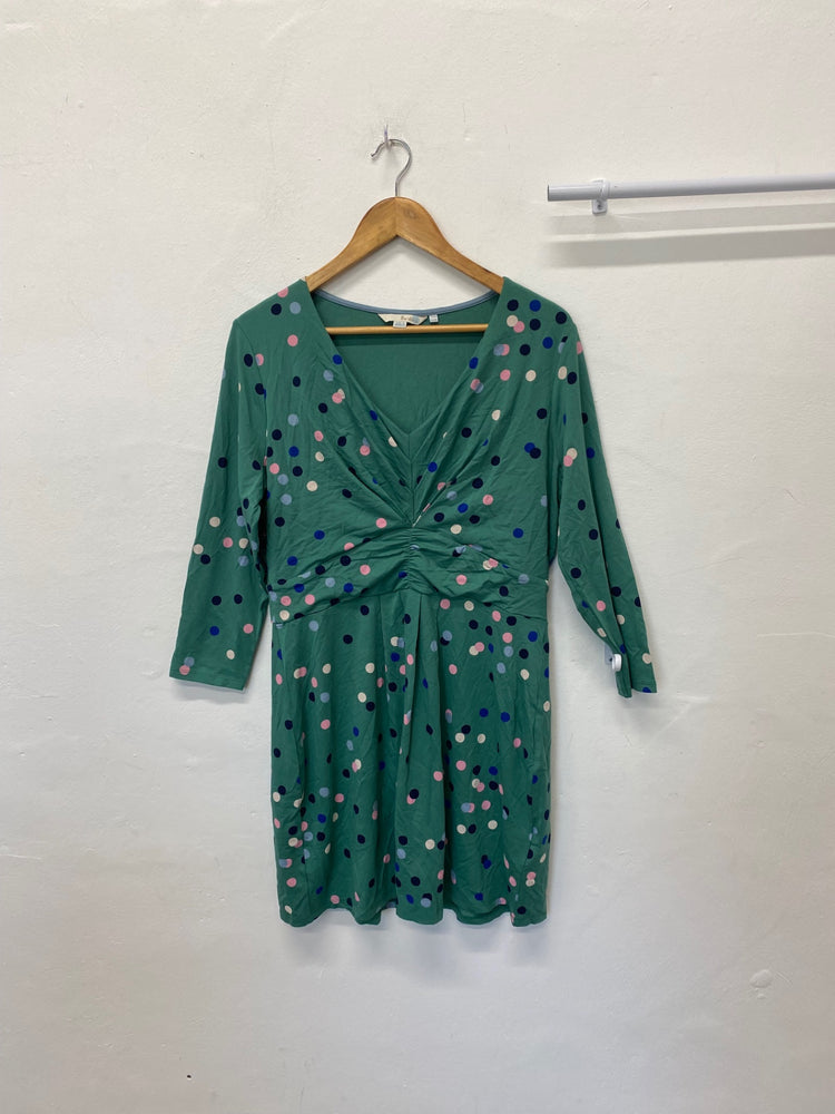 Stunning Boden tunic dress uk16 Green multicolored polka dots KM001