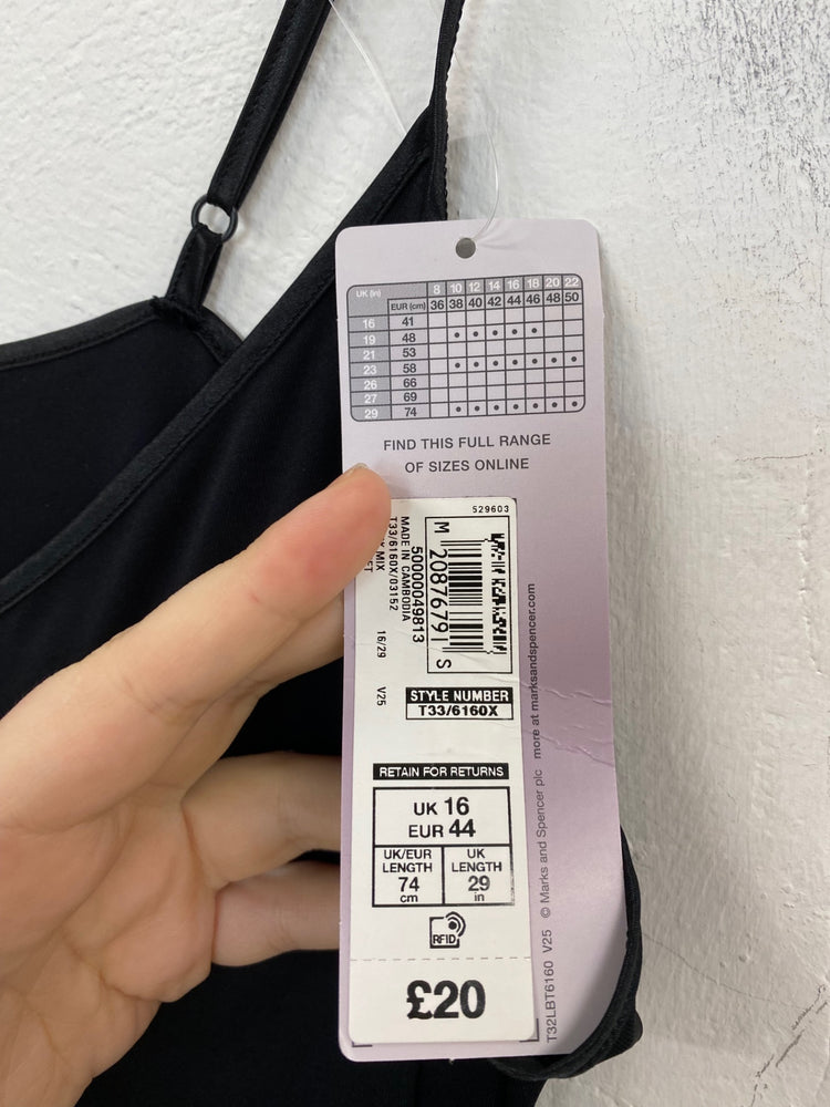 Stunning Marks & Spencers Slip Dress UK 16 Black KM001