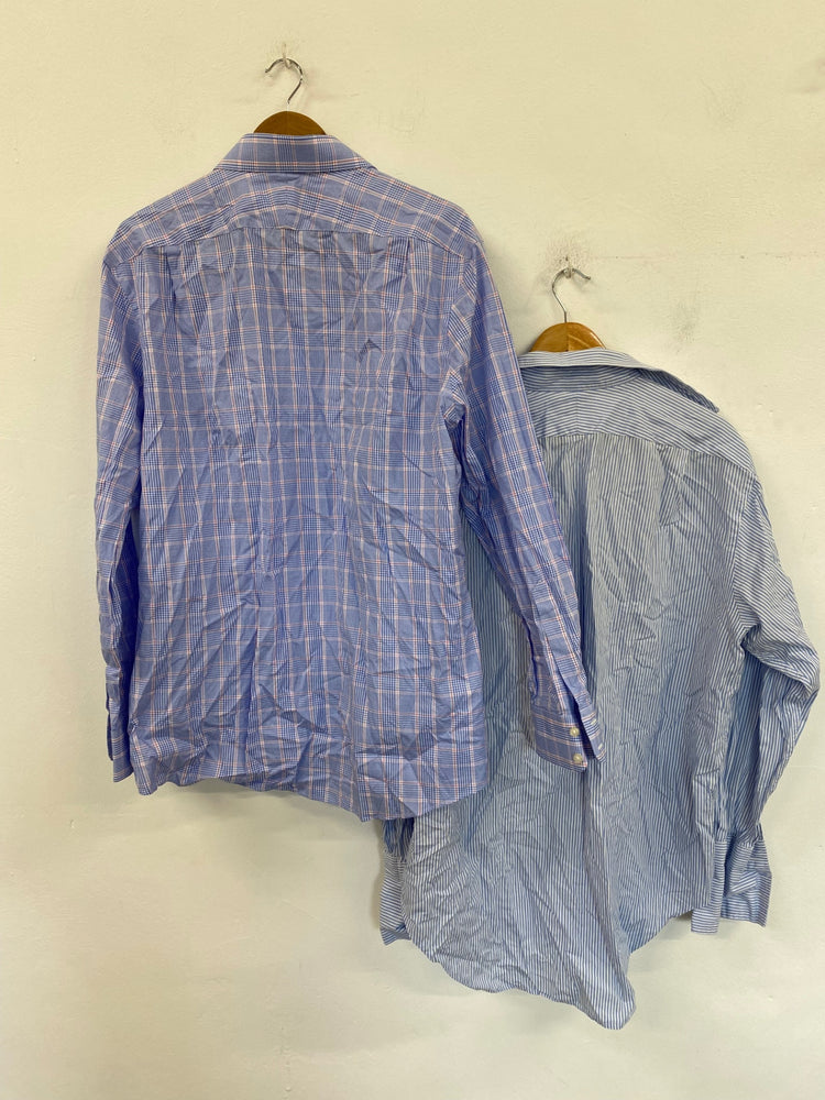 Smart TM Lewin & Charles Tyrwhitt Shirts Duo XL Blue #7 KM001