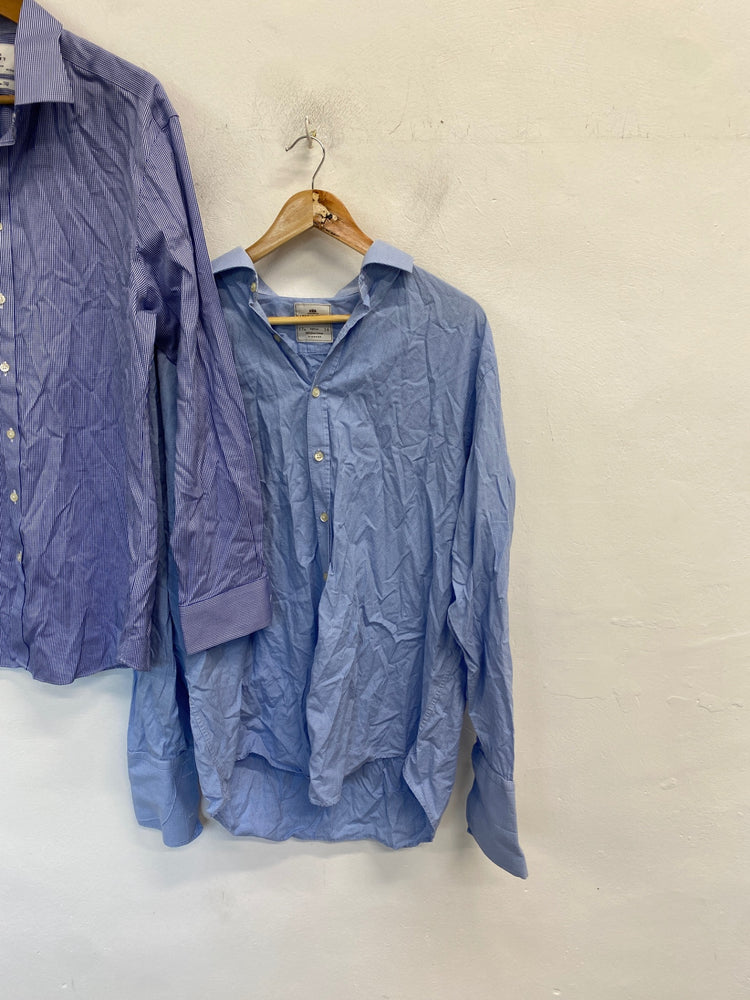 Fabulous Charles Tyrwhitt Shirts 17.5 collar by 44 Blue KM001#4