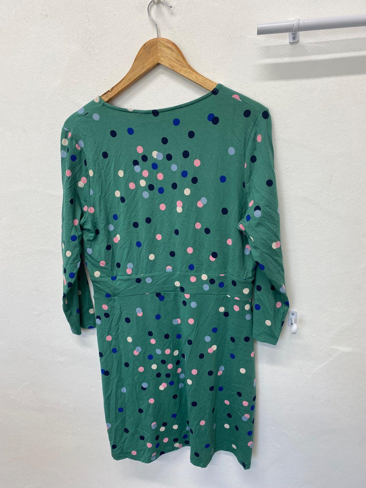 Stunning Boden tunic dress uk16 Green multicolored polka dots KM001